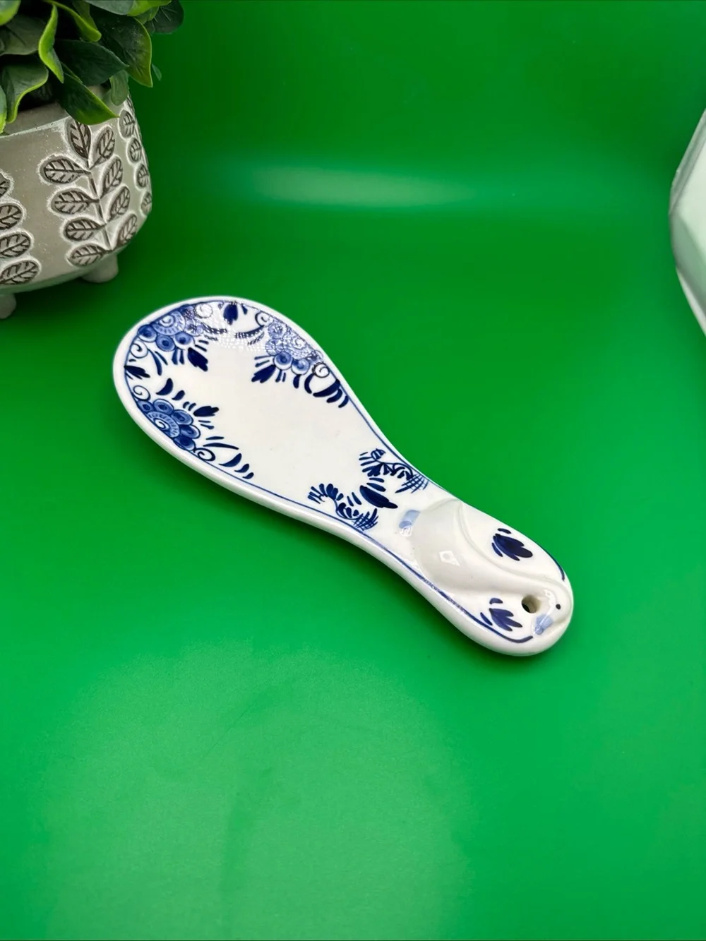 Vintage Delft Blue Footed Spoon Rest